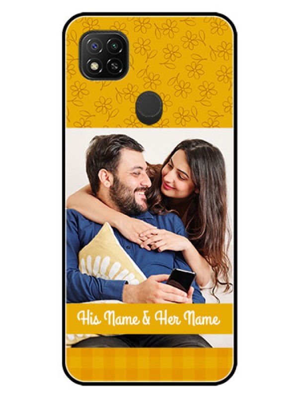 Custom Poco C31 Custom Glass Mobile Case - Yellow Floral Design
