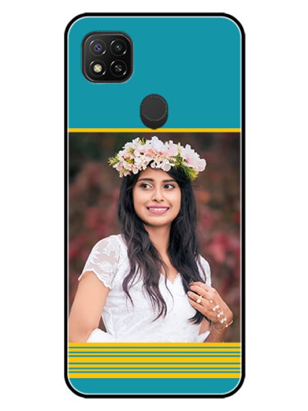 Custom Poco C31 Custom Glass Phone Case - Yellow & Blue Design 