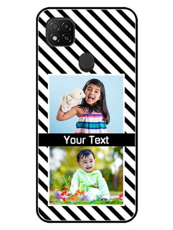 Custom Poco C31 Photo Printing on Glass Case - Black And White Stripes Design