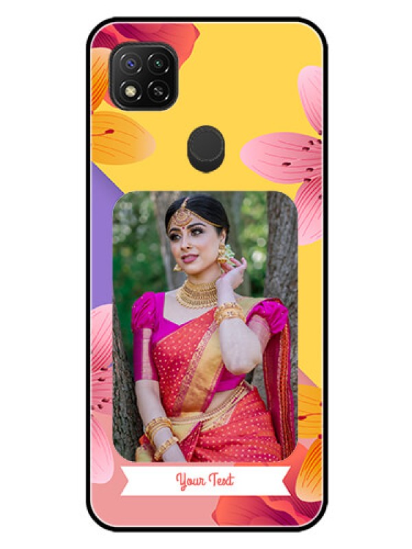 Custom Poco C31 Custom Glass Mobile Case - 3 Image With Vintage Floral Design