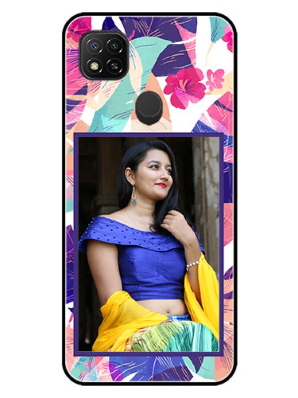 Custom Poco C31 Custom Glass Mobile Case - Abstract Floral Design