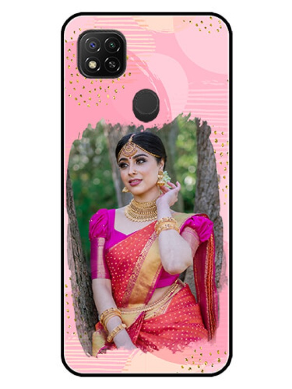 Custom Poco C31 Personalized Glass Phone Case - Gold Glitter Splash Design