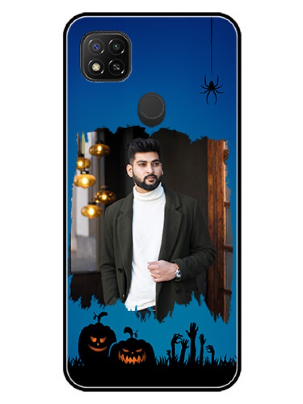 Custom Poco C31 Photo Printing on Glass Case - with pro Halloween design 