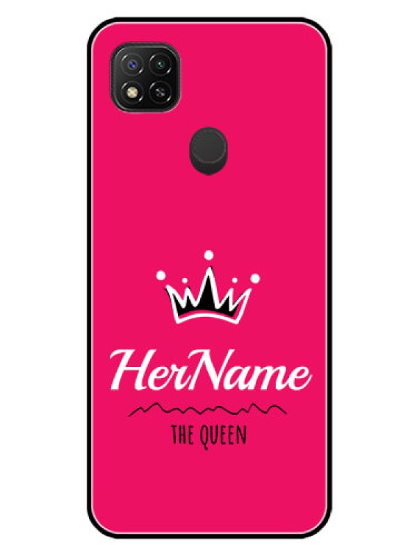 Custom Poco C31 Glass Phone Case Queen with Name