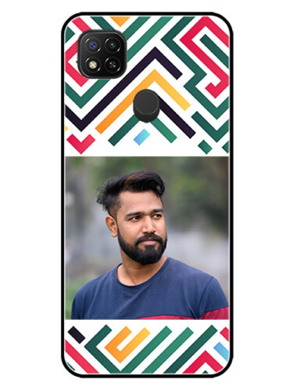 Custom Poco C31 Personalized Glass Phone Case - Colorful Maze Pattern Design