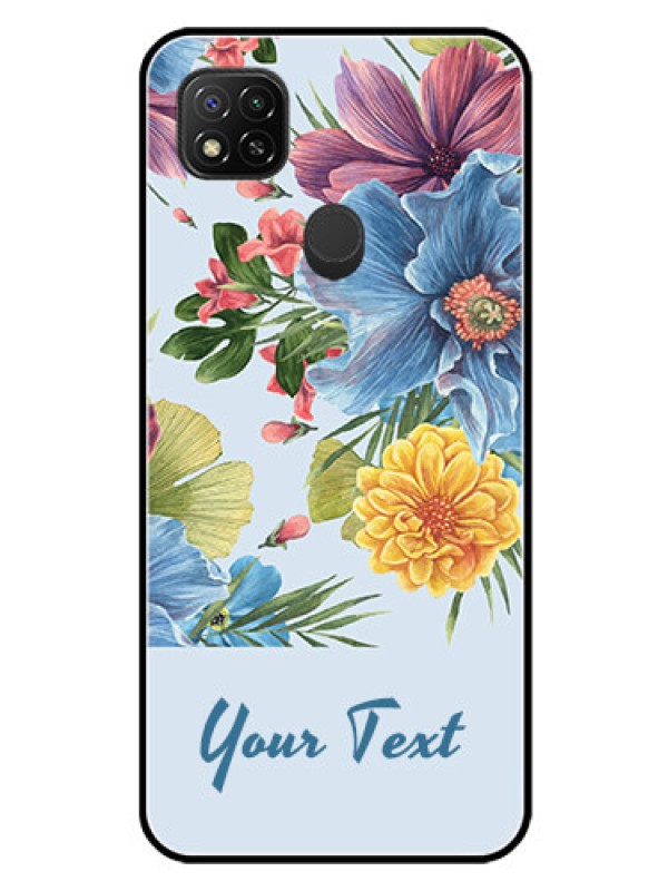 Custom Poco C31 Custom Glass Mobile Case - Stunning Watercolored Flowers Painting Design