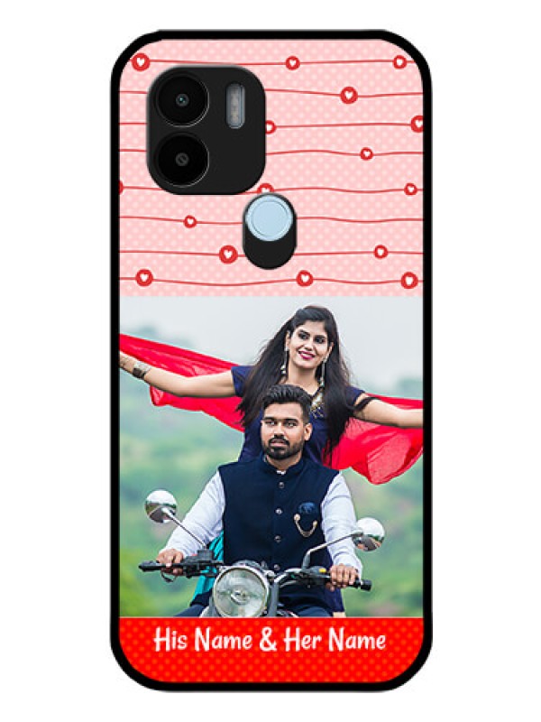 Custom Poco C50 Personalized Glass Phone Case - Red Pattern Case Design