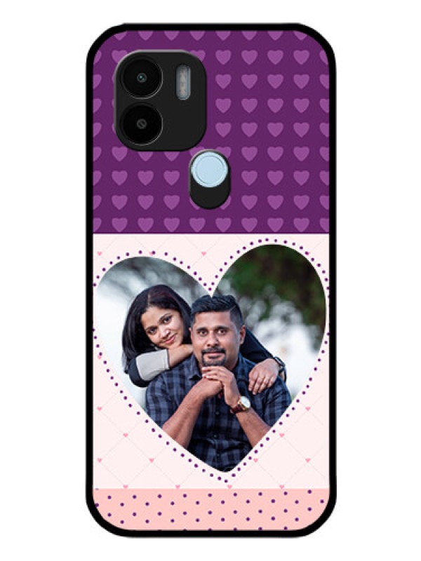 Custom Poco C50 Custom Glass Phone Case - Violet Love Dots Design