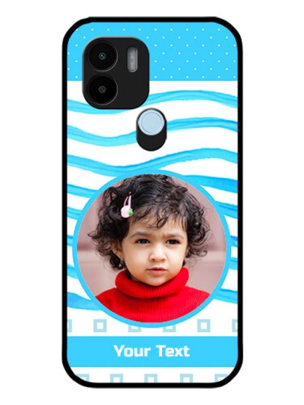 Custom Poco C50 Custom Glass Phone Case - Simple Blue Case Design