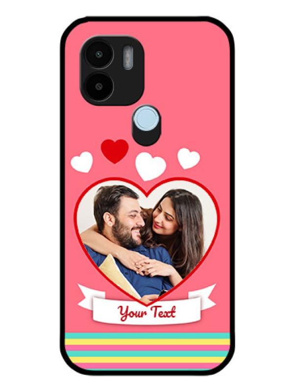 Custom Poco C50 Photo Printing on Glass Case - Love Doodle Design