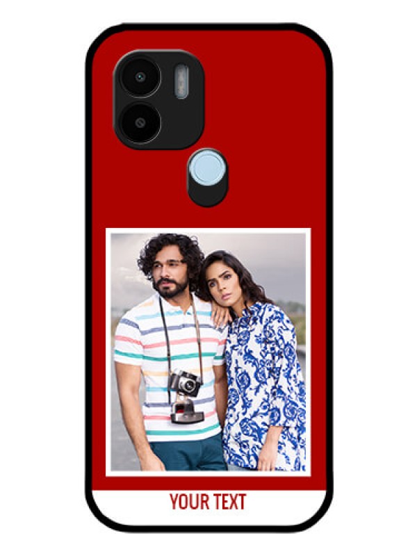 Custom Poco C50 Personalized Glass Phone Case - Simple Red Color Design