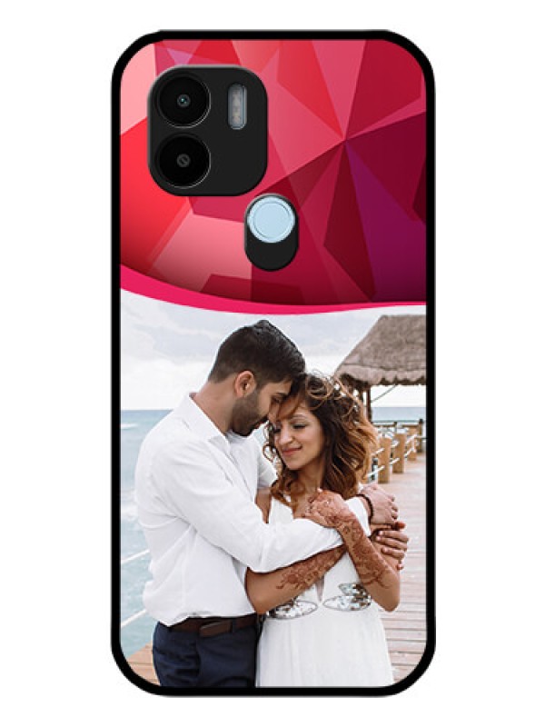 Custom Poco C50 Custom Glass Mobile Case - Red Abstract Design