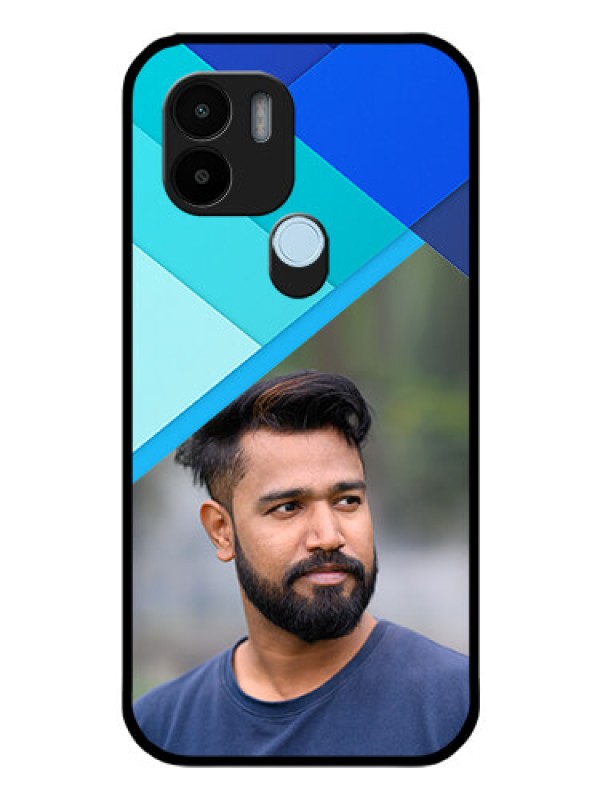 Custom Poco C50 Custom Glass Phone Case - Blue Pattern Design
