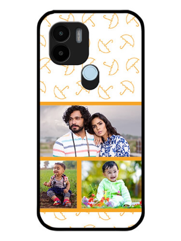 Custom Poco C50 Custom Glass Mobile Case - Yellow Pattern Design