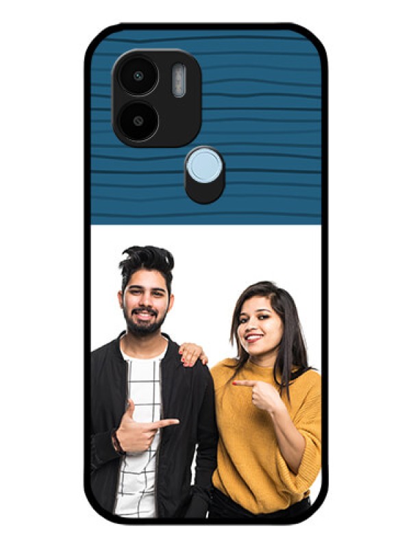 Custom Poco C50 Custom Glass Phone Case - Blue Pattern Cover Design