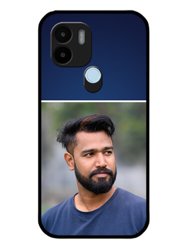 Custom Poco C50 Personalized Glass Phone Case - Simple Royal Blue Design