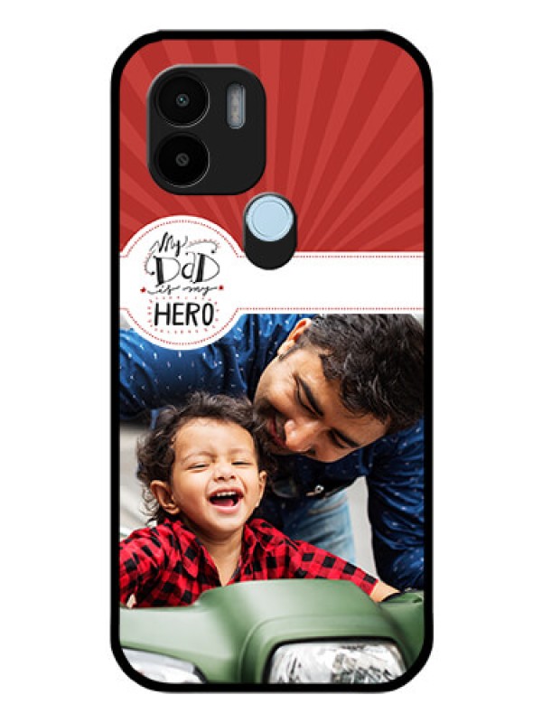 Custom Poco C50 Photo Printing on Glass Case - My Dad Hero Design