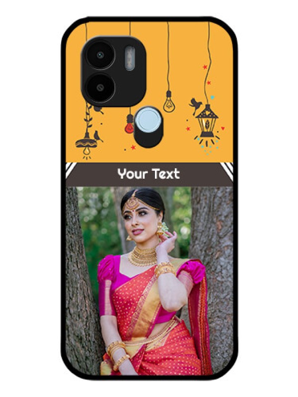 Custom Poco C50 Custom Glass Mobile Case - with Family Picture and Icons