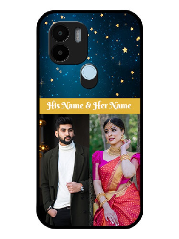 Custom Poco C50 Custom Glass Phone Case - Galaxy Stars Backdrop Design