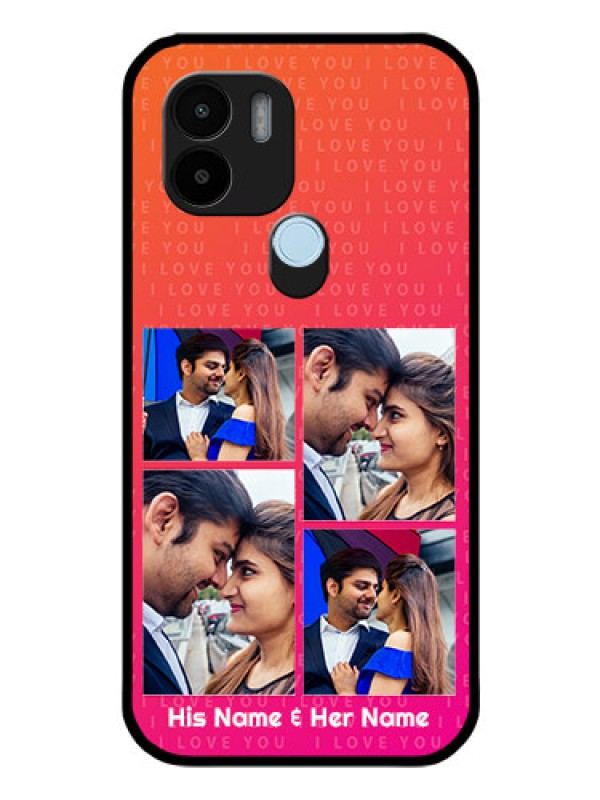 Custom Poco C50 Custom Glass Phone Case - I Love You Pink Design