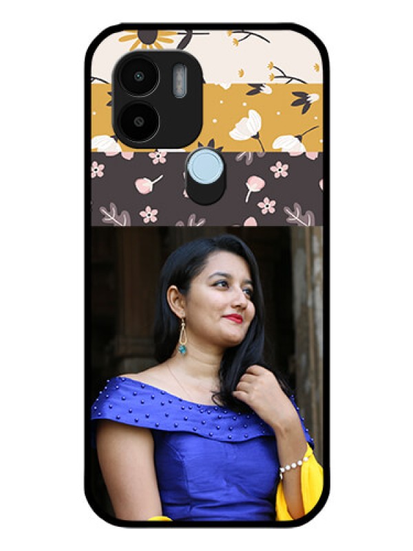 Custom Poco C50 Custom Glass Phone Case - Stylish Floral Design