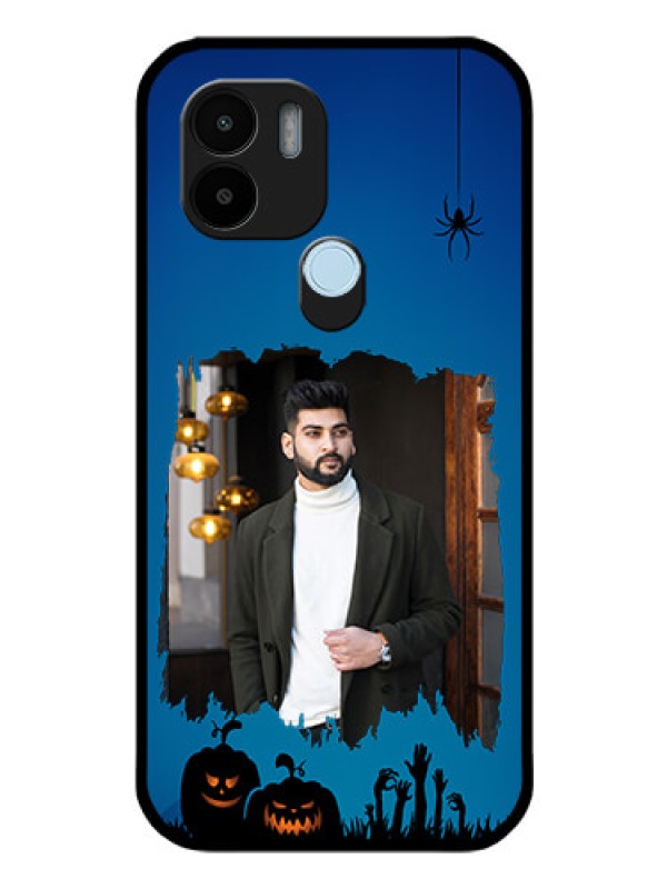 Custom Poco C50 Photo Printing on Glass Case - with pro Halloween design