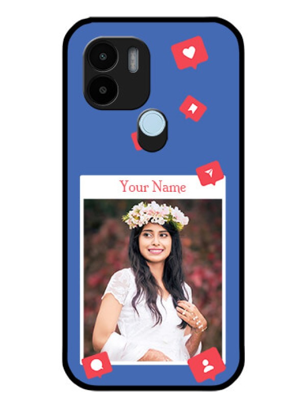 Custom Poco C50 Custom Glass Phone Case - Like Share And Comment Design