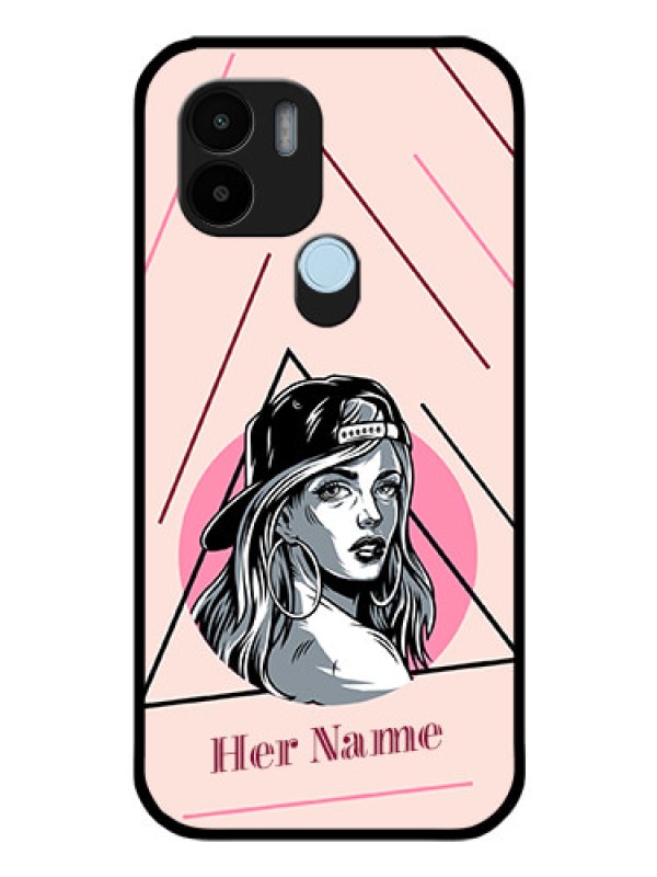 Custom Poco C50 Personalized Glass Phone Case - Rockstar Girl Design