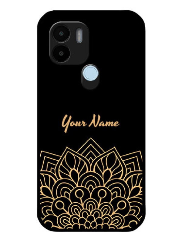 Custom Poco C50 Custom Glass Phone Case - Golden mandala Design