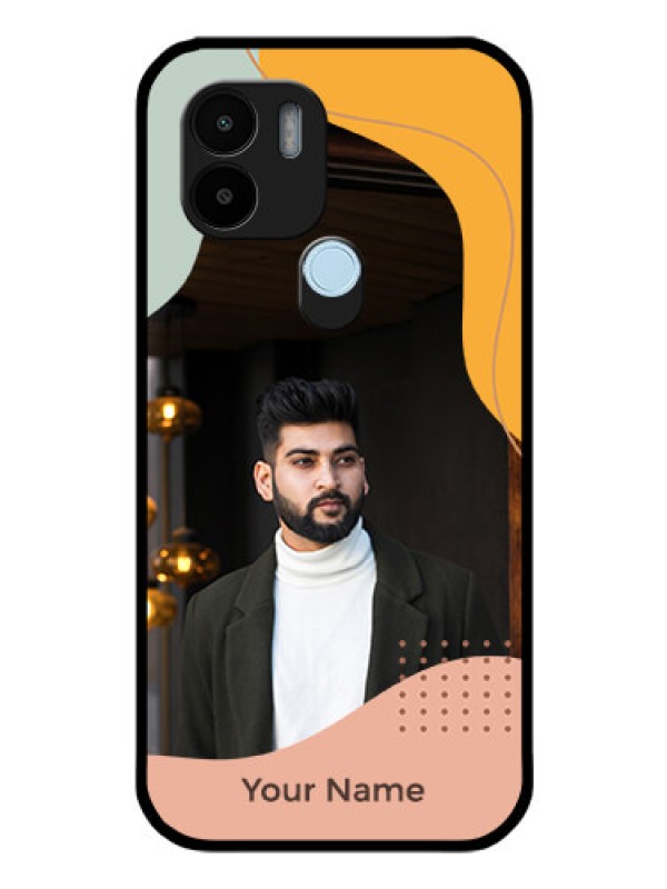 Custom Poco C50 Personalized Glass Phone Case - Tri-coloured overlay design