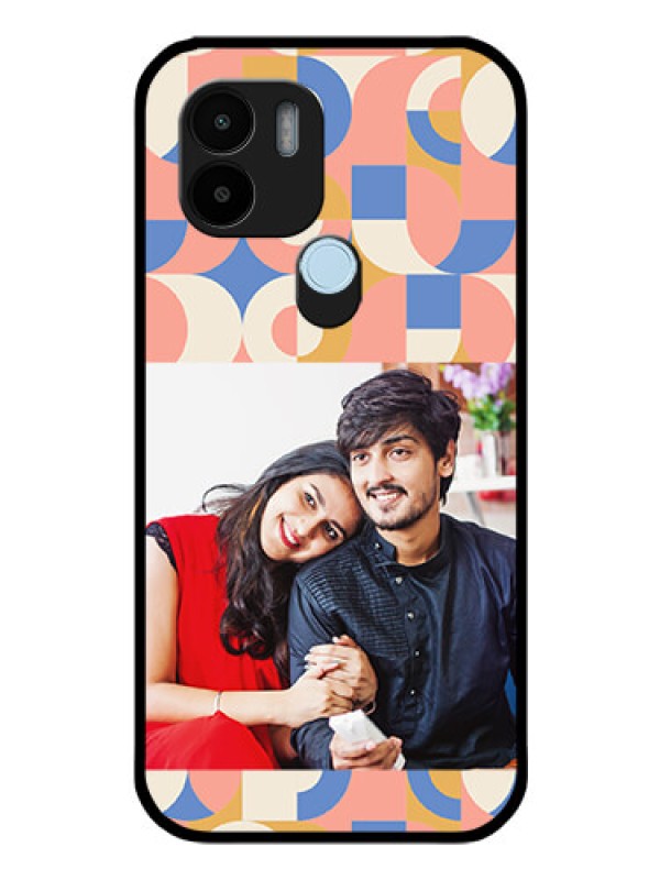 Custom Poco C50 Photo Printing on Glass Case - Semi-circle Maze Pattern Design