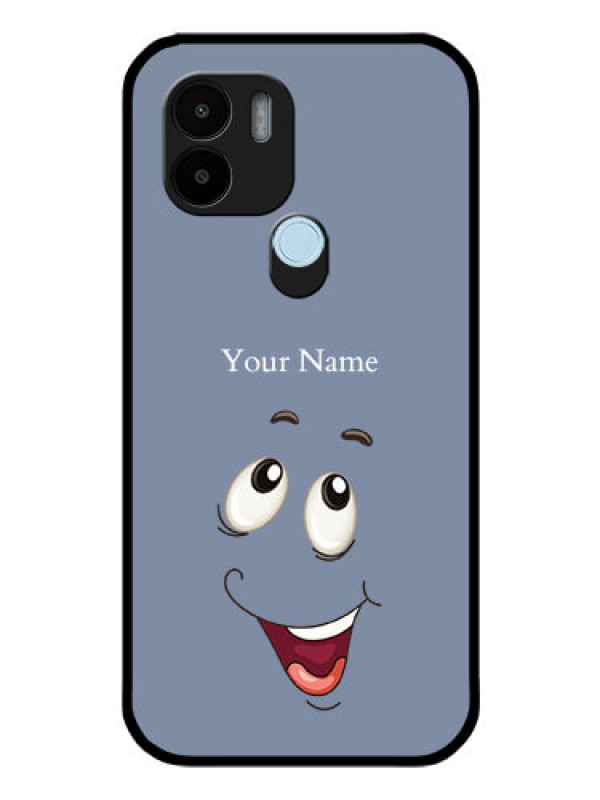 Custom Poco C50 Photo Printing on Glass Case - Laughing Cartoon Face Design