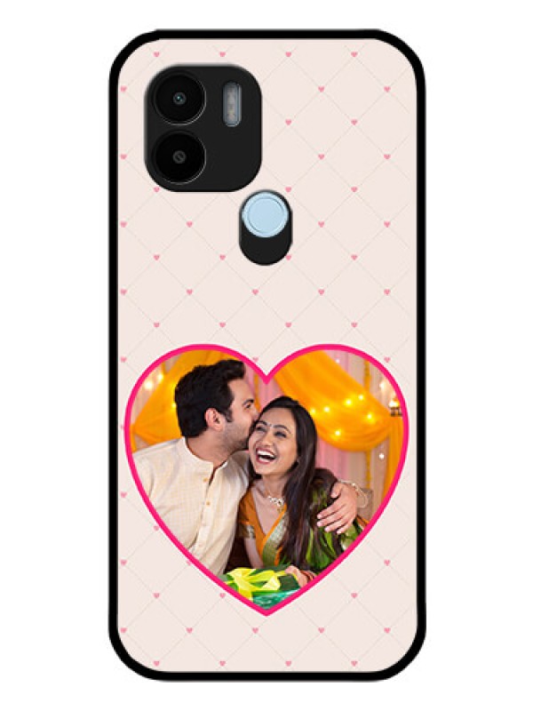 Custom Poco C51 Custom Glass Mobile Case - Heart Shape Design