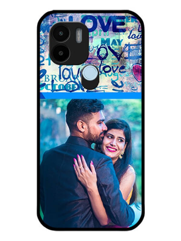 Custom Poco C51 Custom Glass Mobile Case - Colorful Love Design