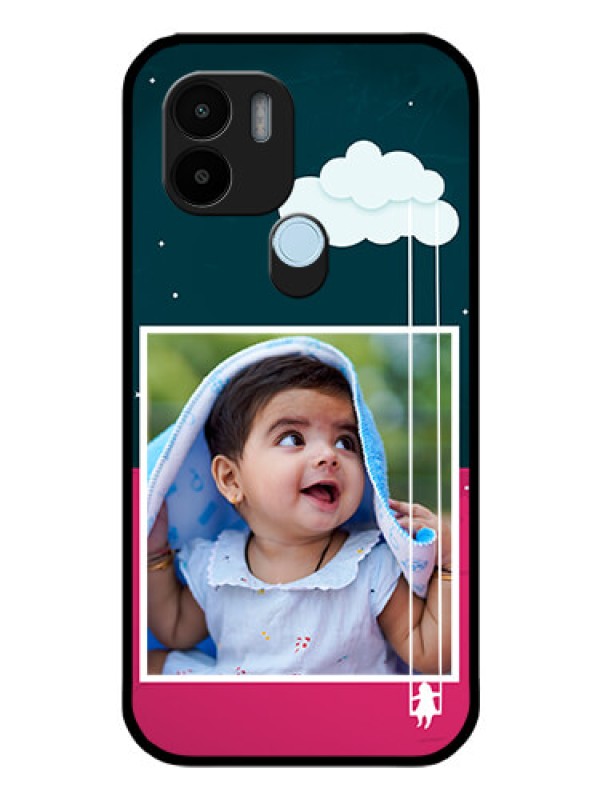 Custom Poco C51 Custom Glass Phone Case - Cute Girl with Cloud Design