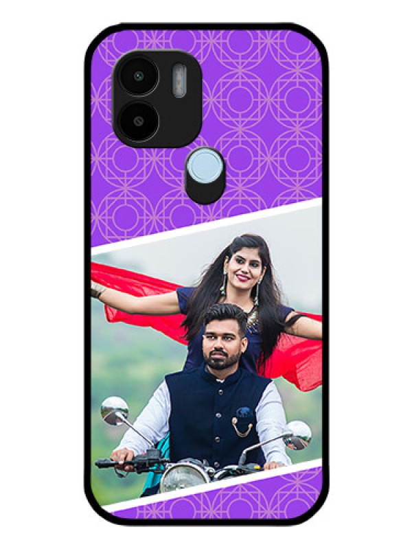 Custom Poco C51 Custom Glass Phone Case - Violet Pattern Design