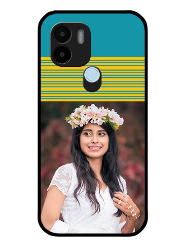 Custom Poco C51 Custom Glass Phone Case - Yellow & Blue Design