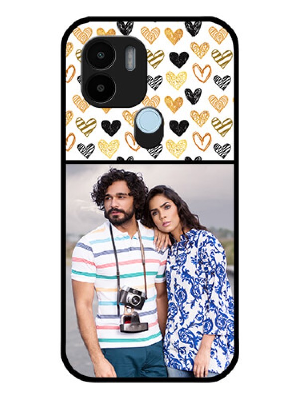 Custom Poco C51 Photo Printing on Glass Case - Love Symbol Design