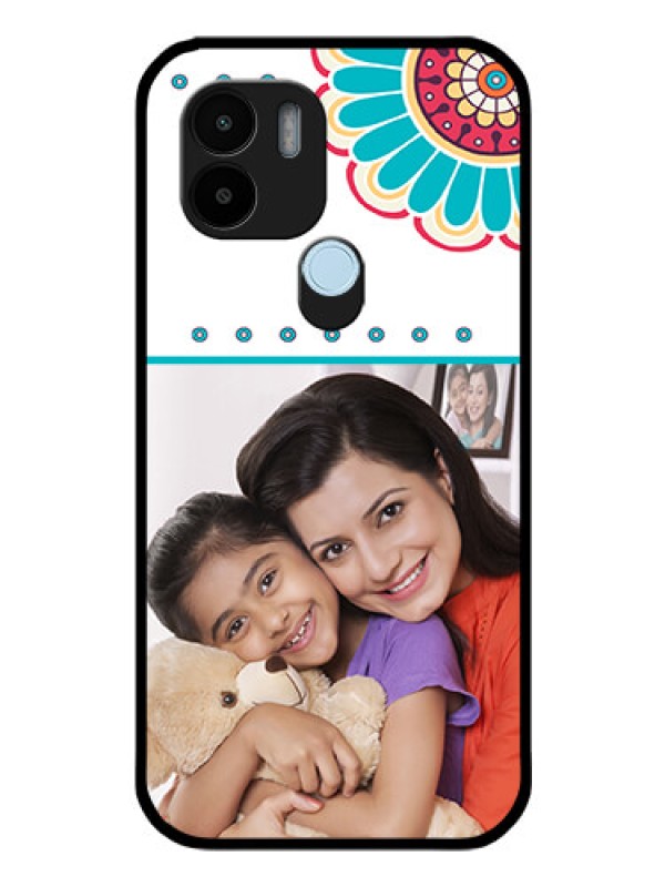 Custom Poco C51 Custom Glass Phone Case - Flower Design