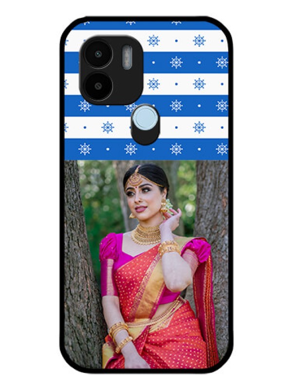 Custom Poco C51 Photo Printing on Glass Case - Snow Pattern Design