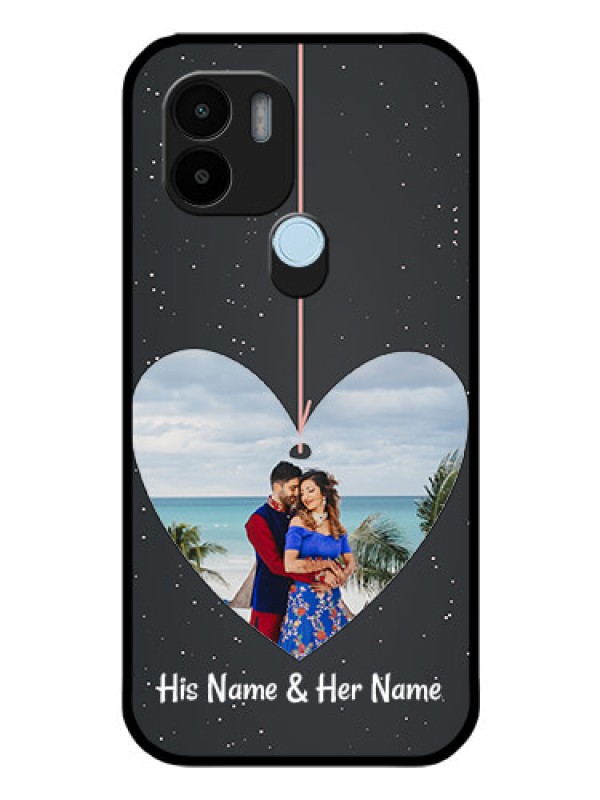 Custom Poco C51 Custom Glass Phone Case - Hanging Heart Design