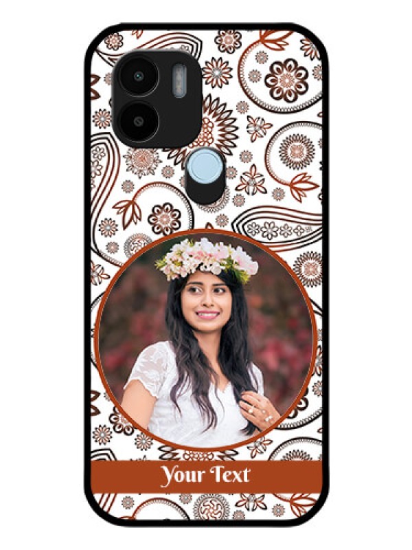 Custom Poco C51 Custom Glass Mobile Case - Abstract Flower Design