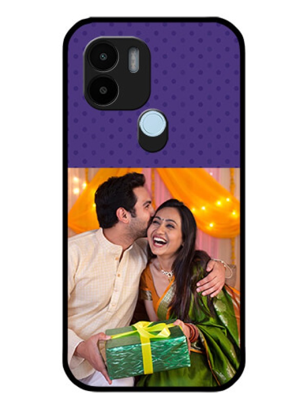 Custom Poco C51 Personalized Glass Phone Case - Violet Pattern Design