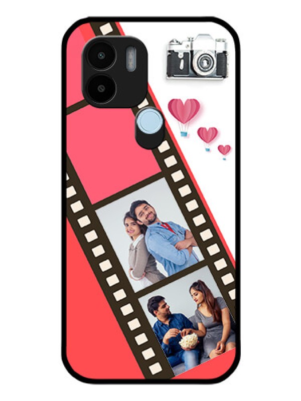 Custom Poco C51 Personalized Glass Phone Case - 3 Image Holder with Film Reel