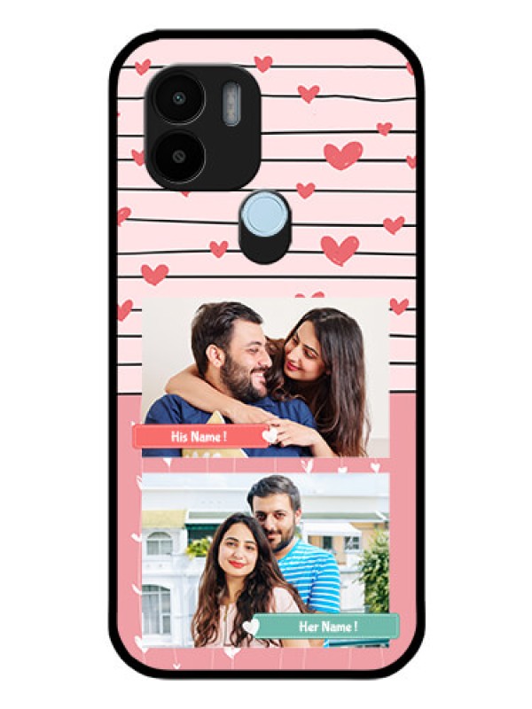 Custom Poco C51 Custom Glass Mobile Case - Photo with Heart Design