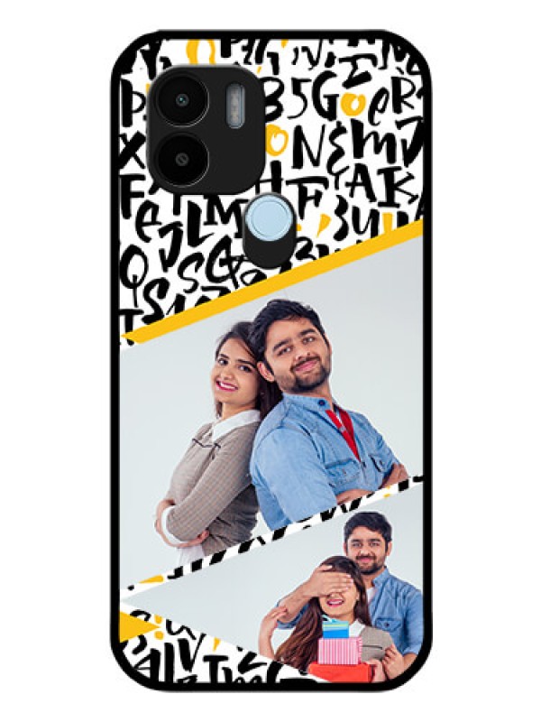 Custom Poco C51 Custom Glass Mobile Case - Letters Pattern Design