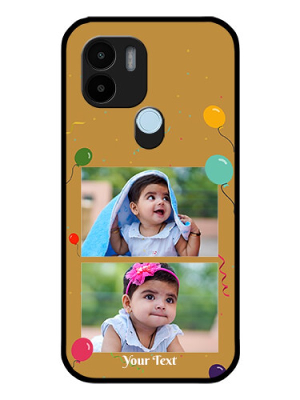 Custom Poco C51 Personalized Glass Phone Case - Image Holder with Birthday Celebrations Design