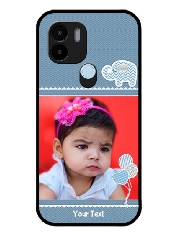 Custom Poco C51 Photo Printing on Glass Case - with Kids Pattern Design