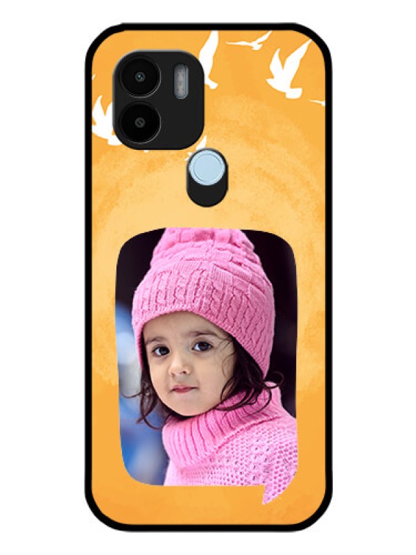 Custom Poco C51 Personalized Glass Phone Case - Water Color Design with Bird Icons
