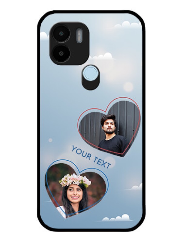 Custom Poco C51 Custom Glass Mobile Case - Blue Color Couple Design